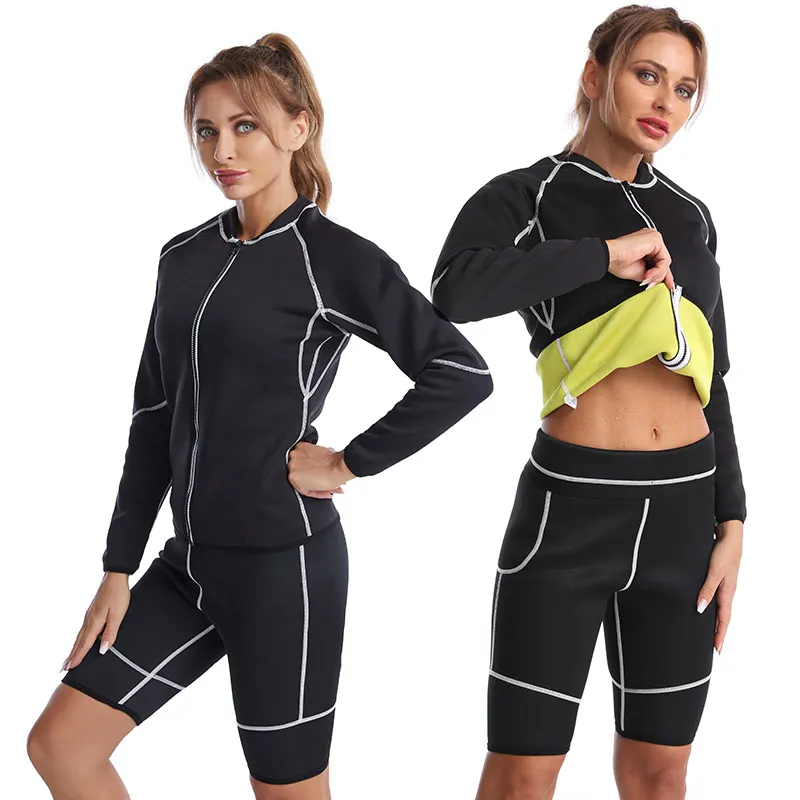 Workout Sauna Suits for Women,Fitness Shapewear Long Training Workout Jacket,Fat Burner Top Sauna Sweat Suit