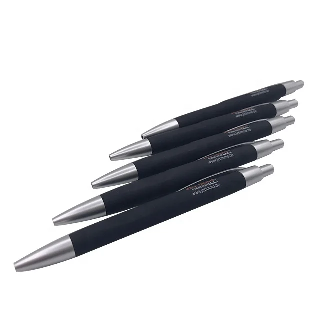 Best cheap promotional custom logo plastic biro ballpoint pens with rubber grip click