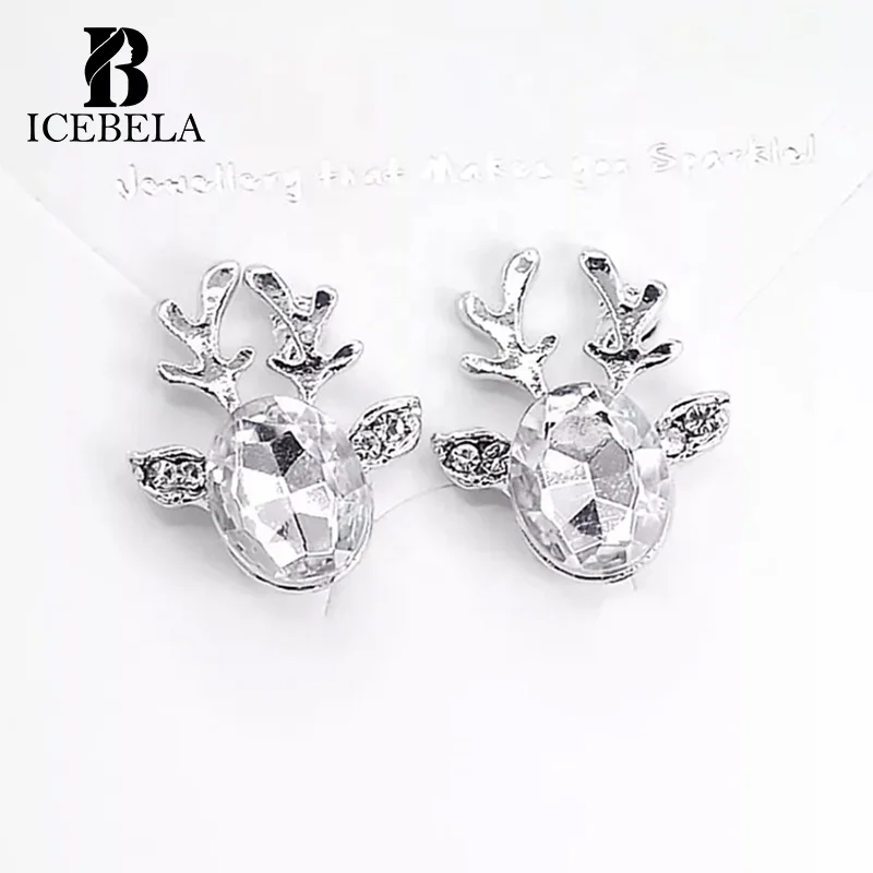 Custom Minimalist Christmas Gifts 925 Sterling Silver Fashion Fine Jewelry Earrings Christmas Deer Zircon Stud Earrings Women