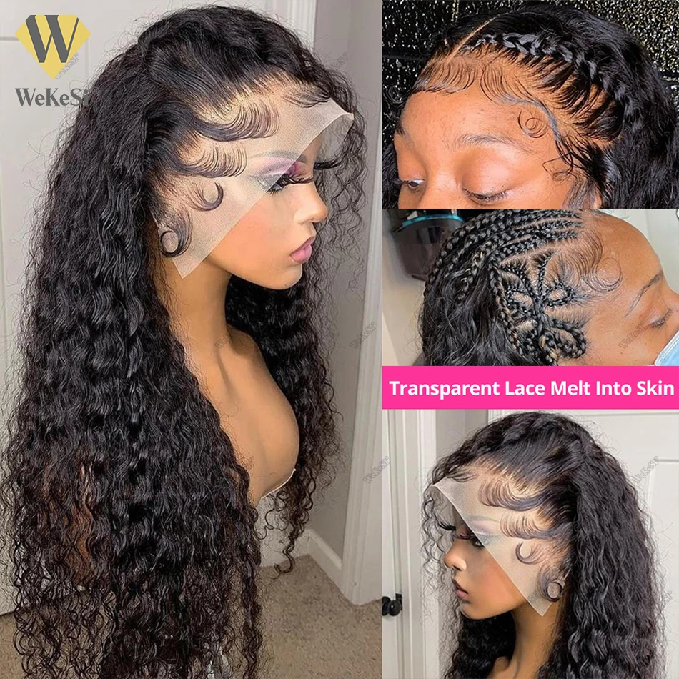 Cheap 4x4 13x4 HD Transparent Swiss Lace Front Wigs Human Hair, Natural Loose Deep Wave Wig Perruque Virgin Human Hair Vendors