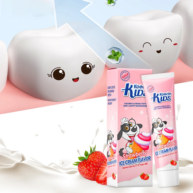 Custom 70g Fluoride Free Xylitol Probiotic Strawberry Blueberry Orange Flavored Baby Children Toothpaste
