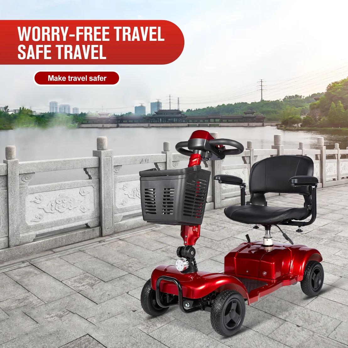 Enhance Foldable Perfect Travel Transformer 4 Wheel Electric Folding Mobility Scooter Convenient For Elderly Travel