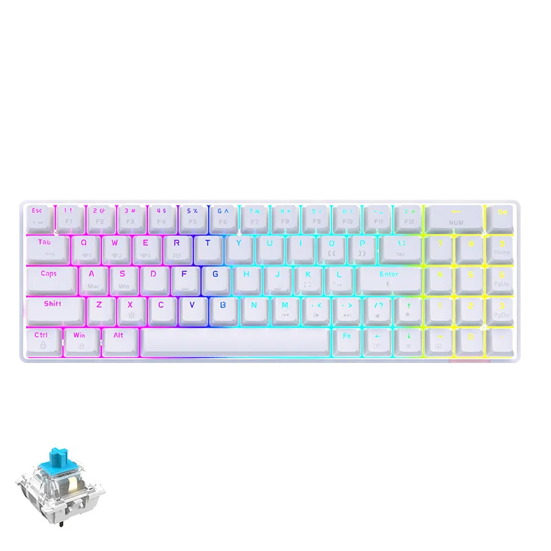 Клавиатура Ajazz AK692 ультра компактная игровая, 60% форм-фактор, три режима, режим горячей замены, клавиши ABS с RGB-подсветкой