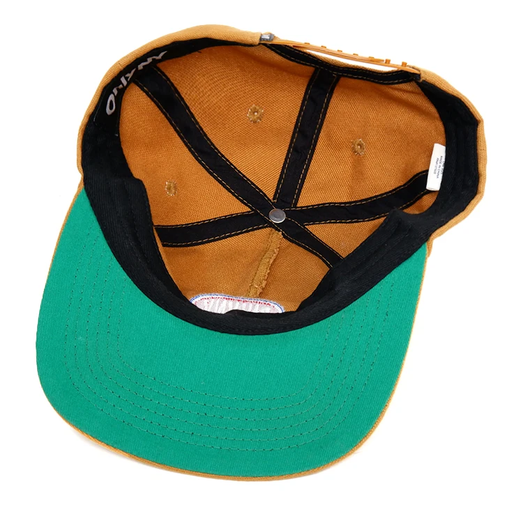 Custom Design Embroidery Patch Unstructured Flat Brim Cap 5 Panel Solid Color Canvas Snapback Manufacturer