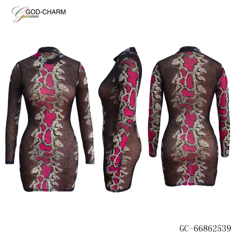 
S-66862539 Wholesale Supplies Plus Snake Skin Mesh Dress for Girl African clothing 