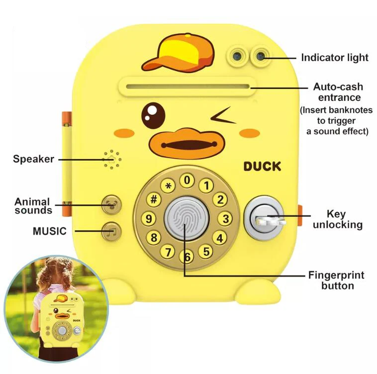 Electric Cartoon Money Box Digital Cash Saving Bank Backpack Music Key Lock Plastic Fingerprint Piggy Bank Toy For Gift