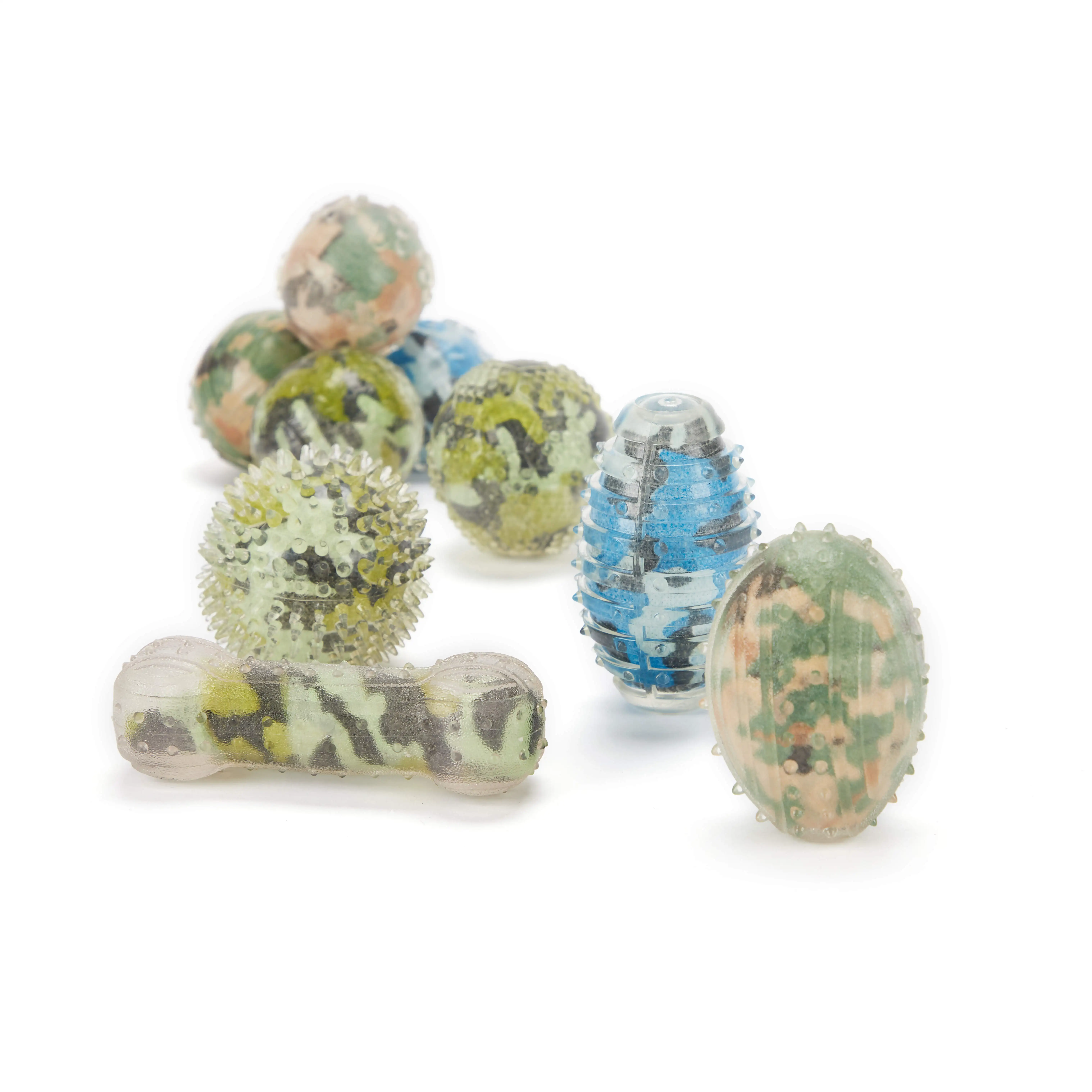 pet products TPR Rubber dog bone toy chewing eco camo ball dog toy