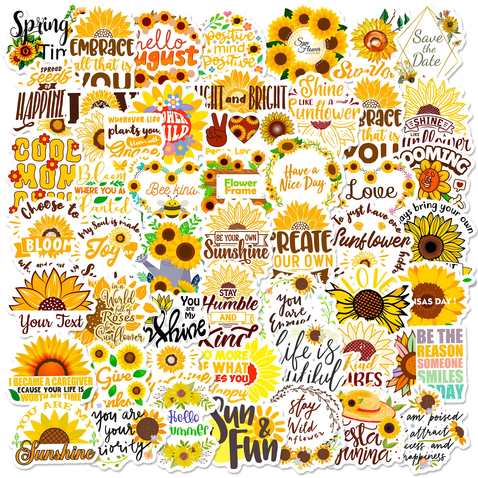 Text Sticker Series : 50pcs Creative Stickers, Cute, Waterproof for Laptops,  bottles,  Luggage, Cars,  Gift Favors & Decor