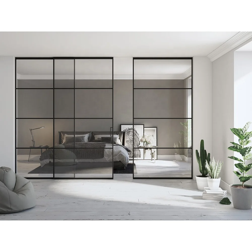Sliding Doors Room Dividers Interior Partition Wall Mount Modern Door Roller Sliding Door High Quality Aluminum Framed Glass