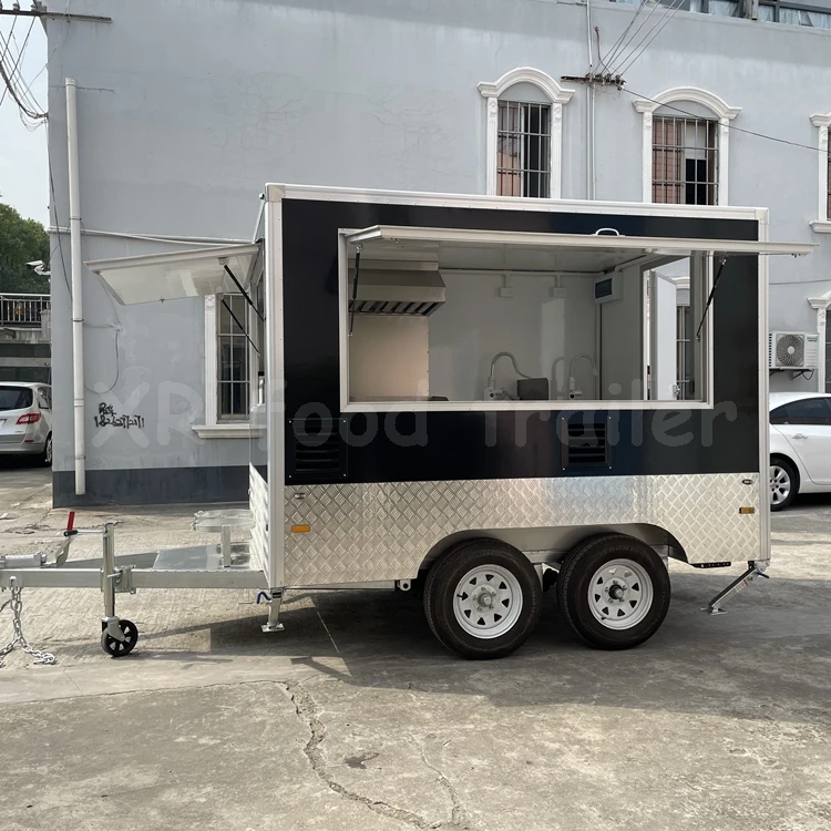 Affordable 9ft mobile food truck trailer for sale canada under 14000 small box type with stay modern fire suppression system