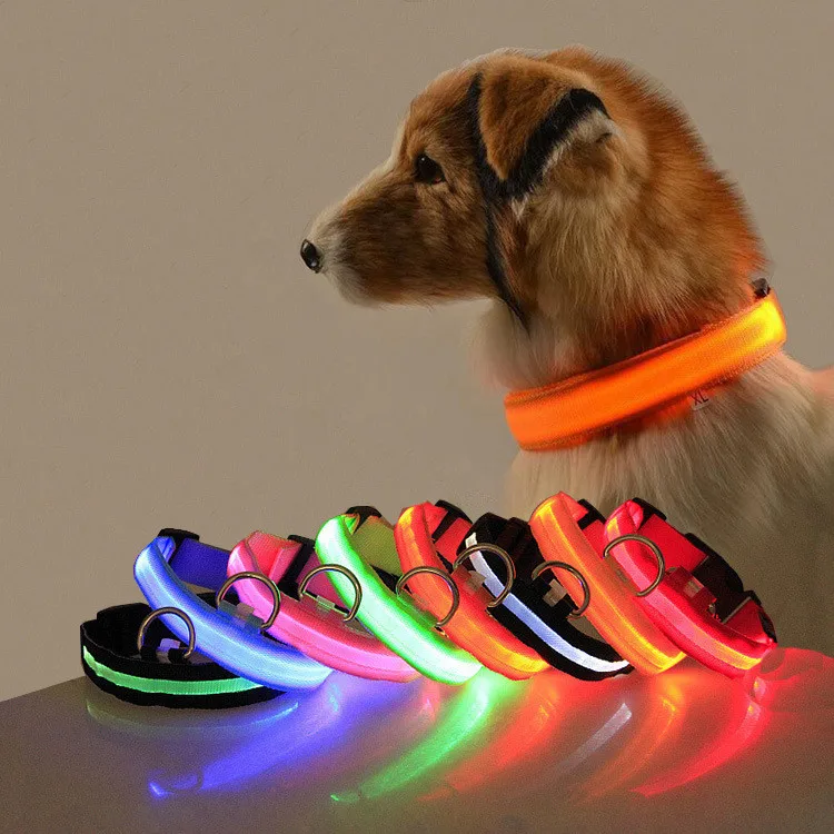 Wholesale Custom Pet Dog LED Collar Light Up Dog Collar Luxury Adjustable Nylon Rechargeable LED Pet Dog Collar and Leash Set