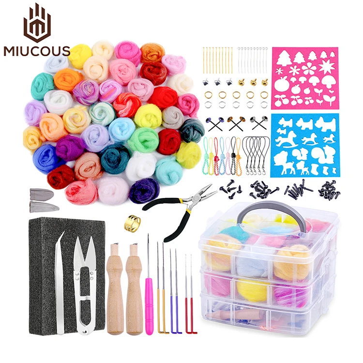 Handcraft DIY Craft wool felt craft set Color Wool Animal Needle Felting Kit