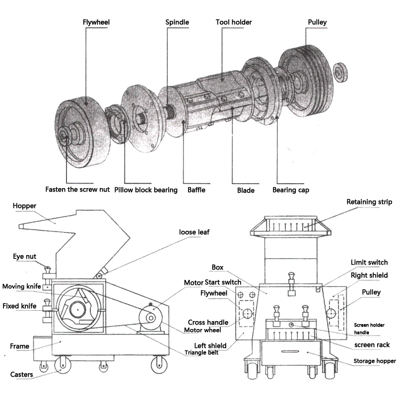 HENGDE HPC250 ce and iso standards 5.5HP crushing capacity 130-200KG/H plastic and rubber crusher to powder