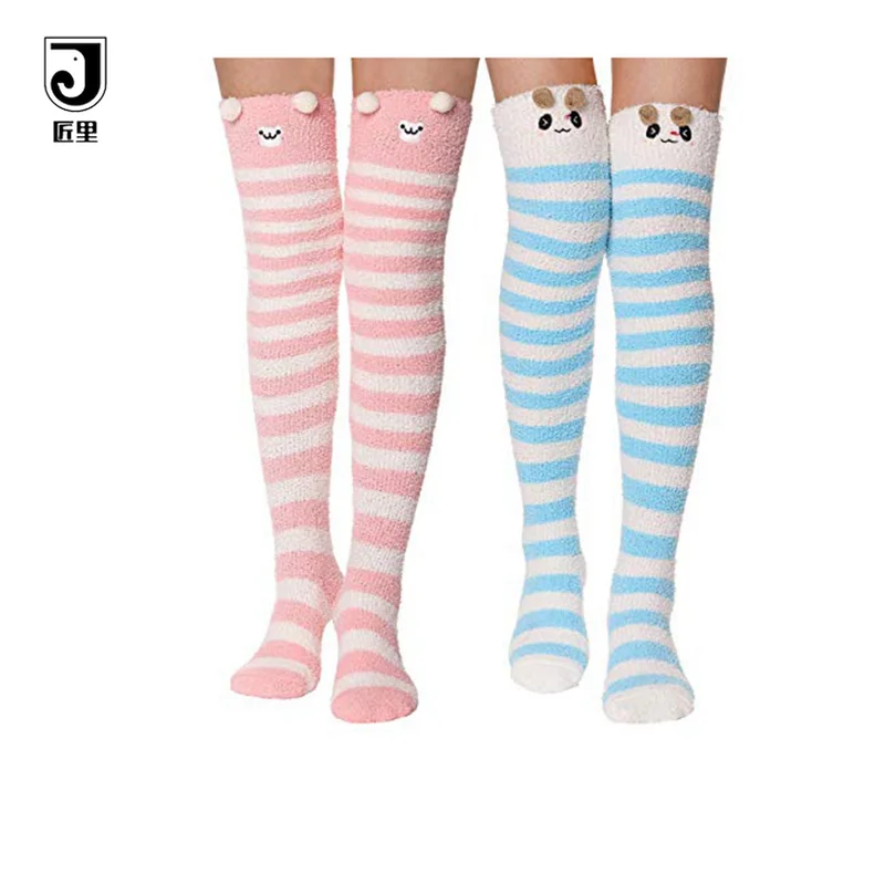 JL-A742 fuzzy knee high socks long fuzzy socks