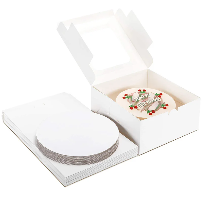 Custom Caja De Pastel Dessert Paper Box White Cardboard Bakery Cookie Clear Cake Packaging Box With Window Cajas Para Pastel