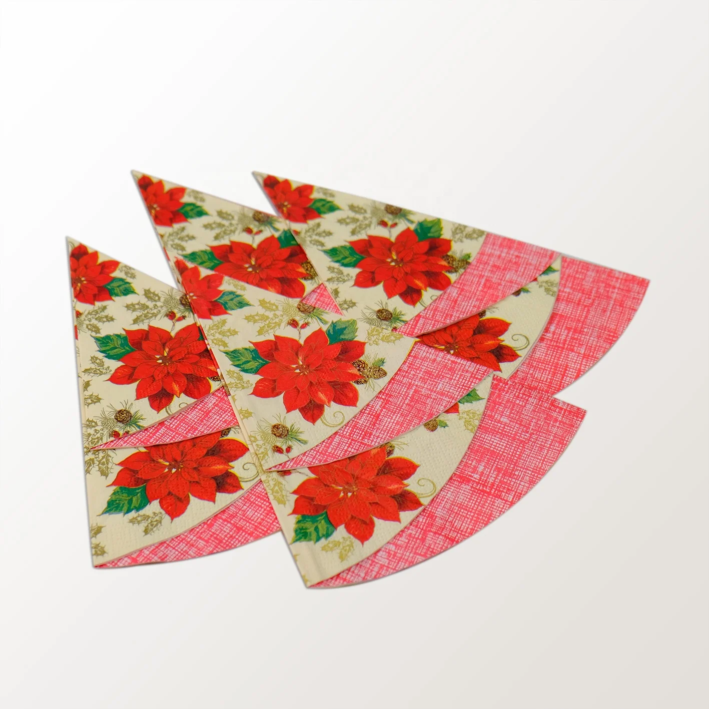 High Quality Pre Folded Paper Napkins for Christmas 33x33cm 3 ply