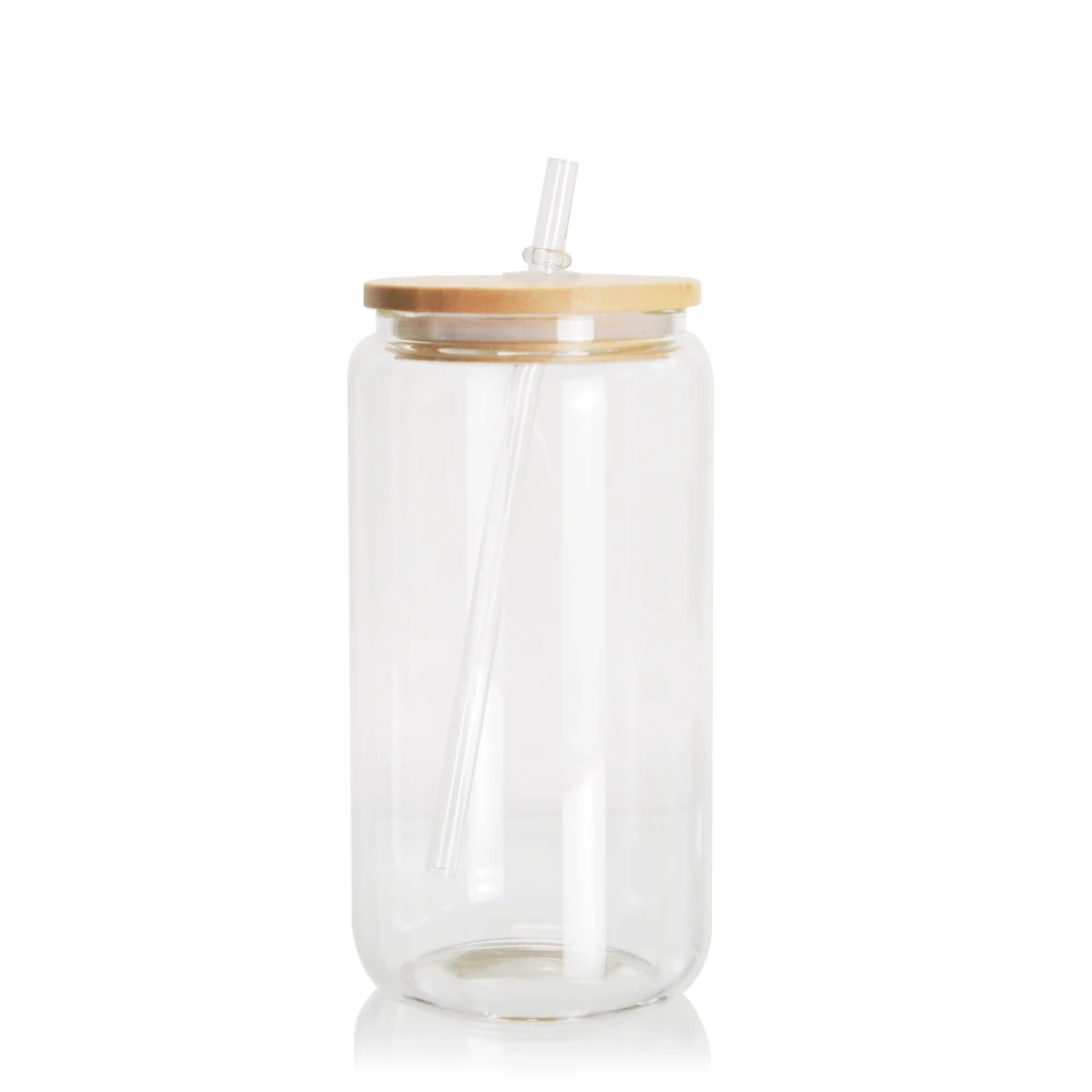 Best Seller Usa Warehouse 12oz/16oz Cups Mugs Clear Shaped Beer Glass Cup Bottle with Straw and Bamboo Lid