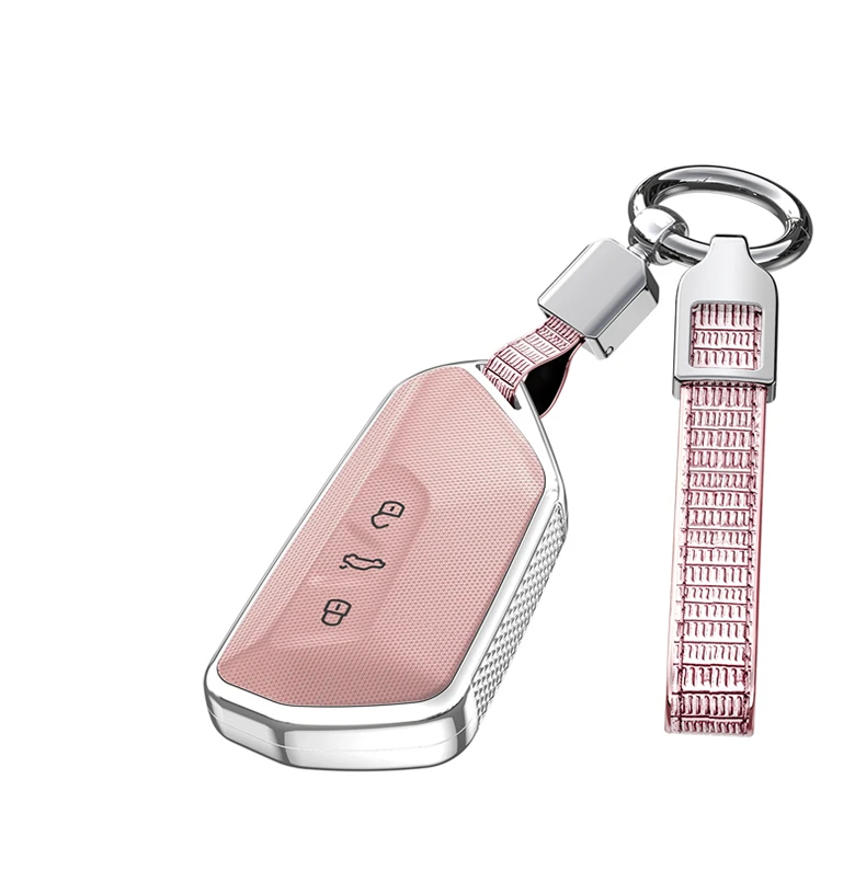 Full Cover ABS Shell Remote Key Case for Volkswan Golf 8 with Keychain Fob Customizable Metal Car Protection Key Cover