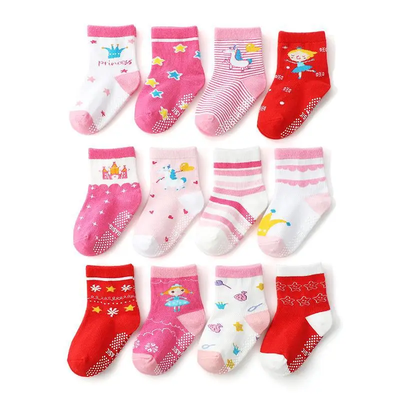 knee high kid socks Cute Cartoon Animals Floor Socks With Grips Newborn Baby Toddler Organic Cotton Anti Slip Slipper Walk Socks