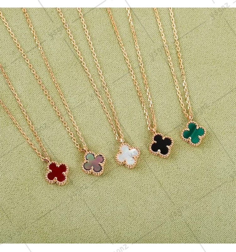 High-end luxury four-leaf clover mini necklace fashionable lucky flower 18k gold-plated clavicle chain for girls birthday party