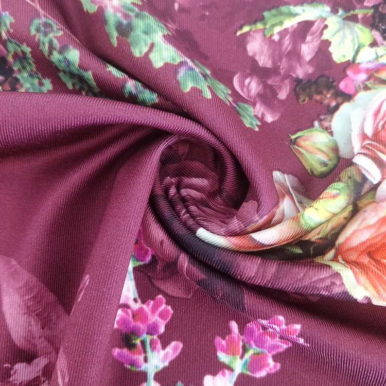Good quality knitted 100D 4 way stretch spandex digital printed milk silk fabric for women