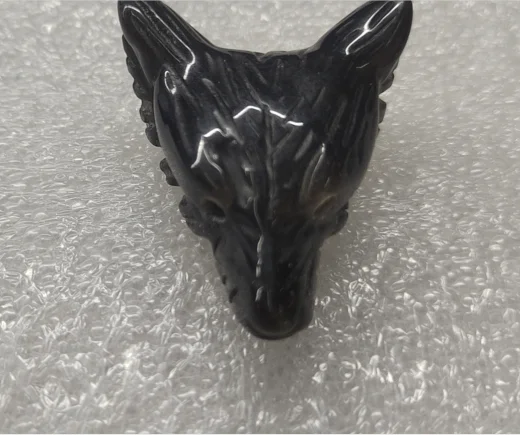 26/5000  Crystal gem skull brown statue skull hand carving Wolf head handicraft ornament stone agate carving