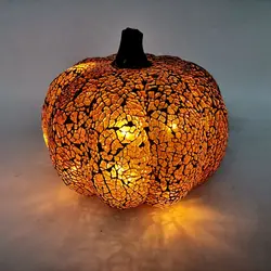 Navidad 2021 Lampara de calabaza de vidrio Glass Pumpkin Light LED Light up Pumpkin Tabletop Ornaments for Halloween Christmas