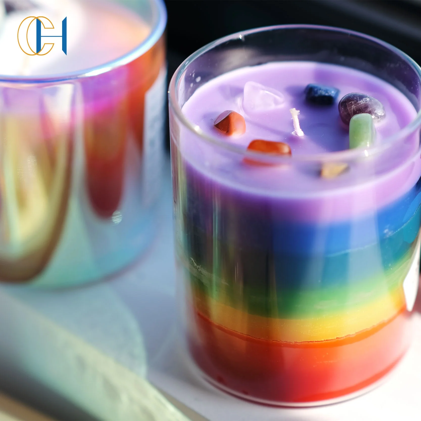 2024 Chakra New Handmade Organic Scented Spiritual Colorful Chakra Soy Wax Relaxing Meditation Prayer Rainbow Candle