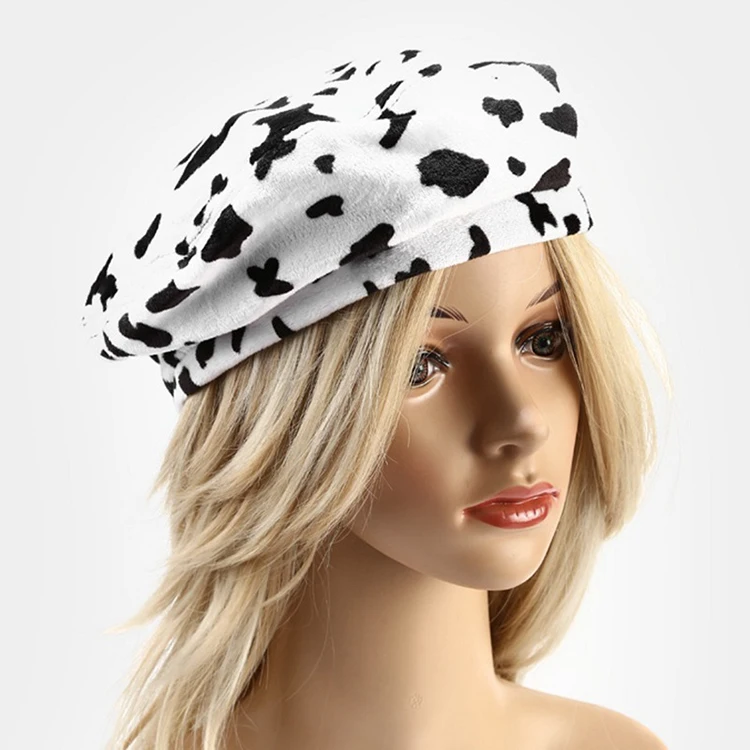 
Custom Cows Zebra Printing Berets Hat for Women 