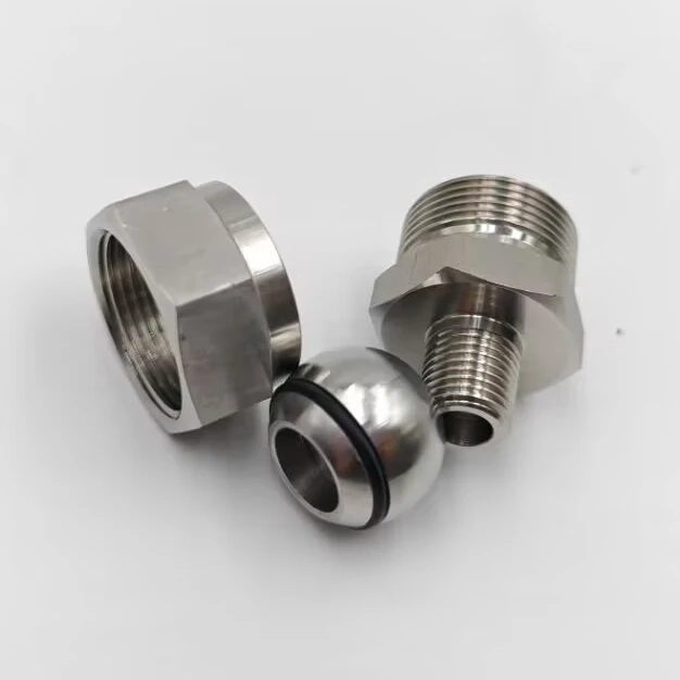 Factory Threaded Spherical Nozzle Adapter Swivel Nozzle Adapter Stainless Steel Original Carton Box Provided Argent Nozzle Spray