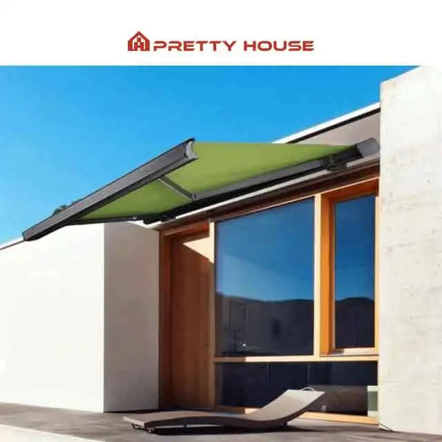 Outdoor Electric Retractable Awning Folding Arm Full Cassette Awning Motorized with LED Light