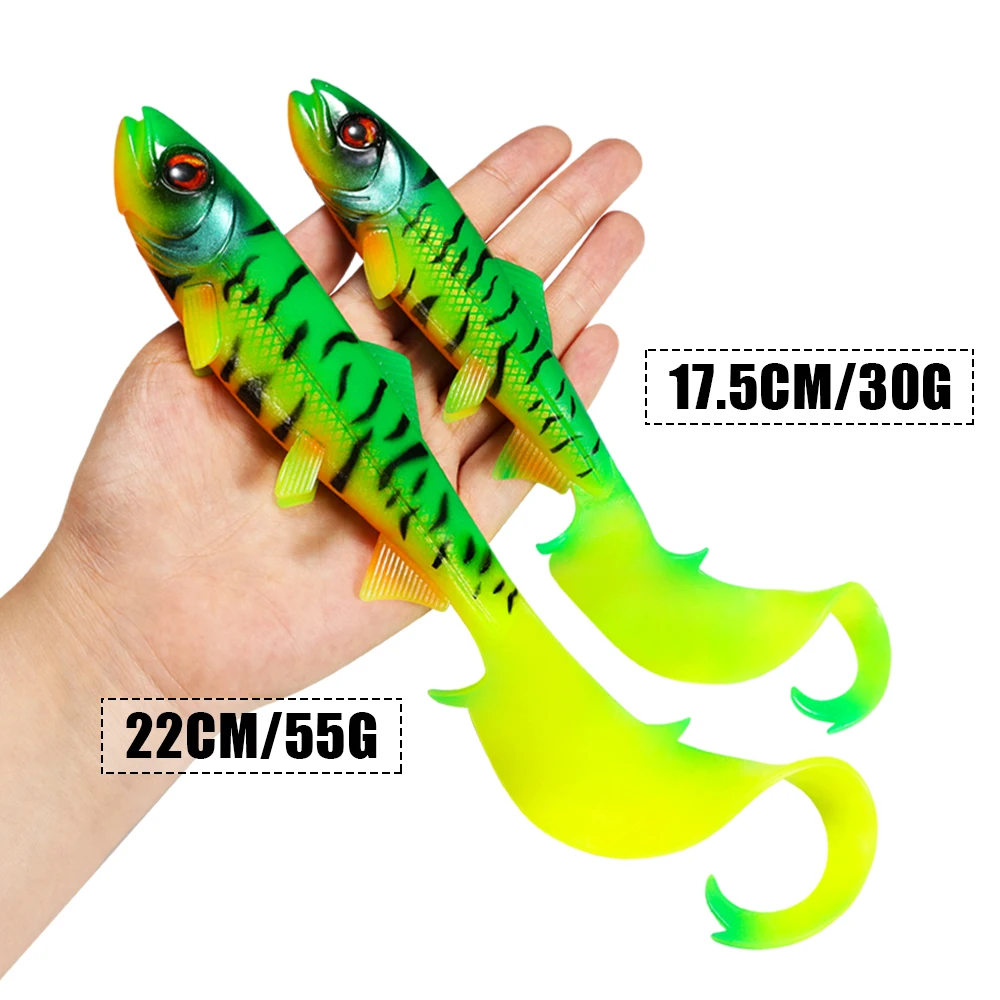 Spinpoler Firebomb Soft Fishing Lure Swimbait 17.5cm 22cm Long Wavy Tail Big Pike Bait Grub Seductive Swimming Action Rig Jig