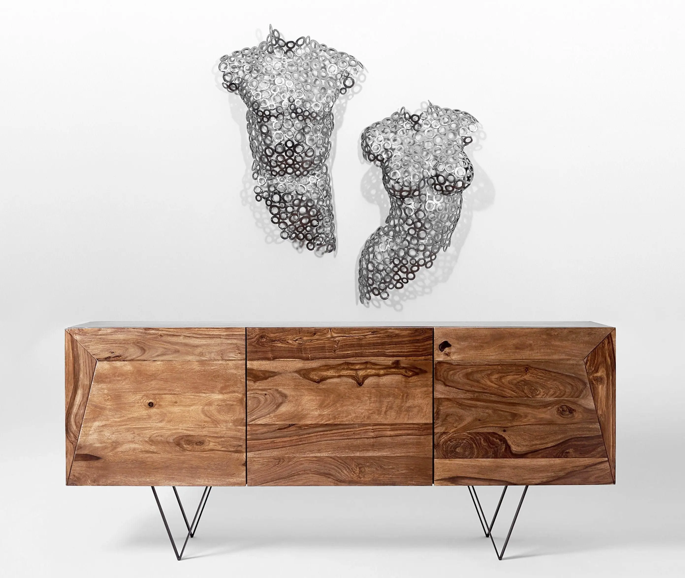 Modern Metal Crafts Wall Art Stainless Steel Woman Man Torso 3d Decor Sculpture For Wall