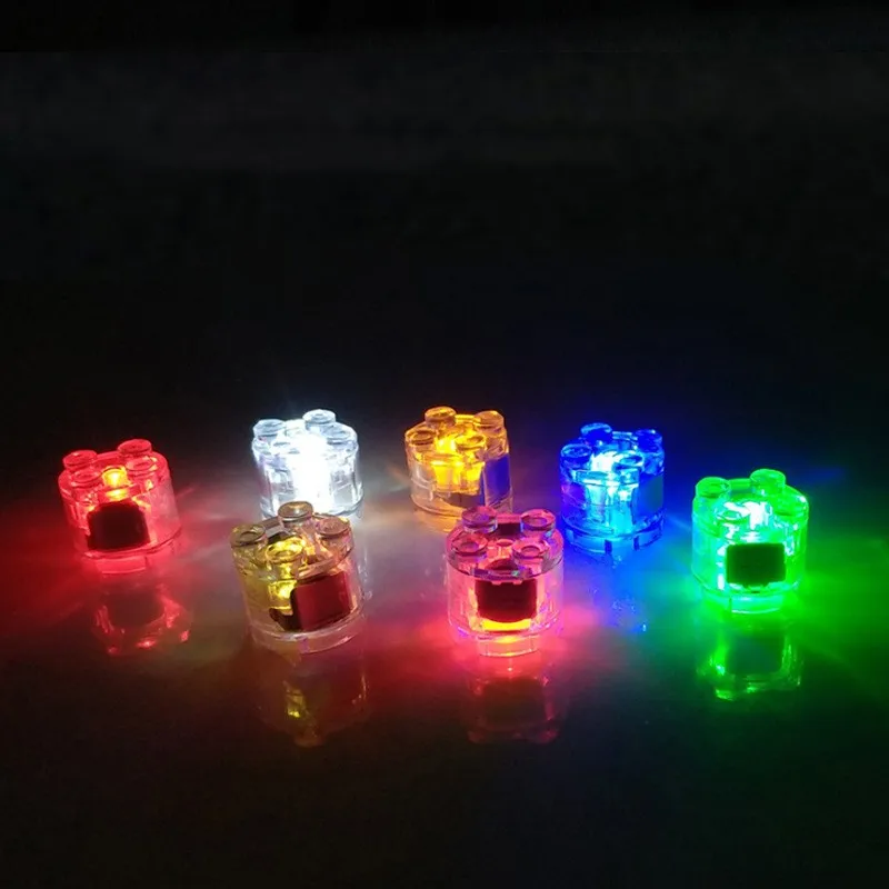 Color LED double flash Building block brick Compatible with legos Creative block particle 2*2 dots round brick
