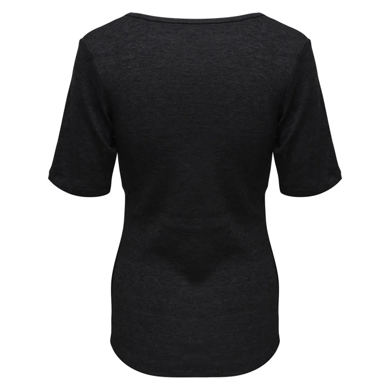 Extra warm thermostatic heat fabric square neck short sleeve thermal top
