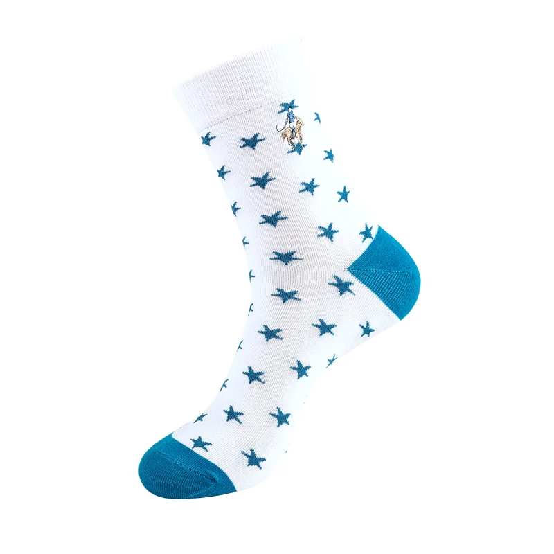 Wholesale brand classic formal office business casual star crew dress socks for men