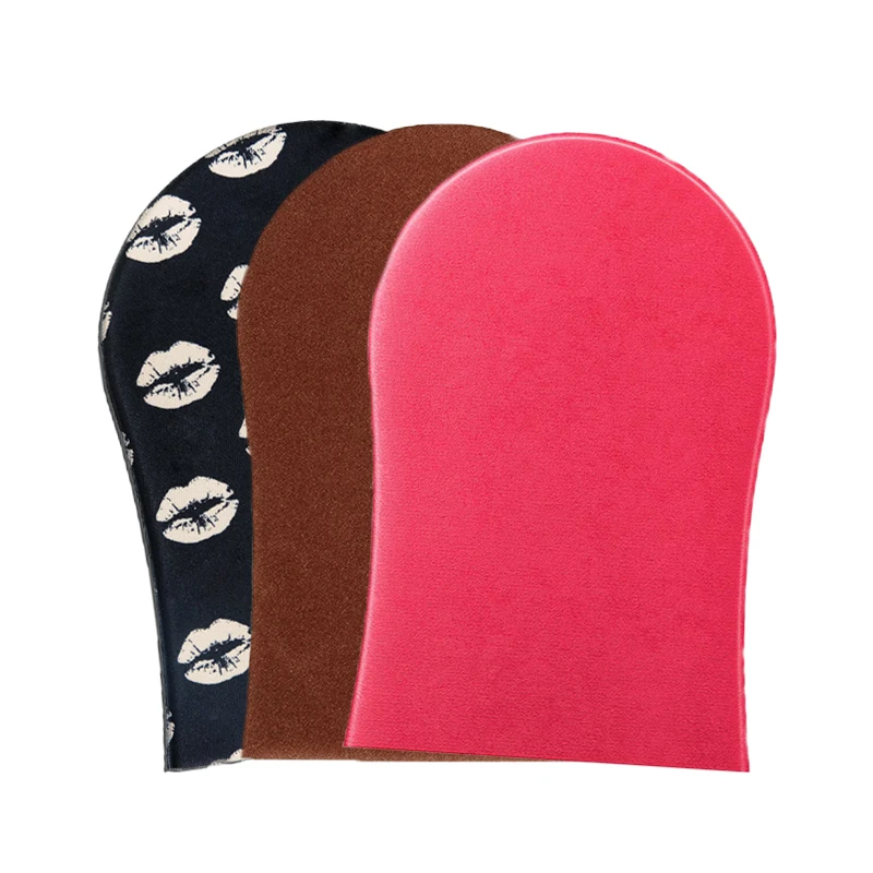 New Arrival Custom Sunless Turned Lip Style Velour Logo Packaging Deluxe Tanning Mitt