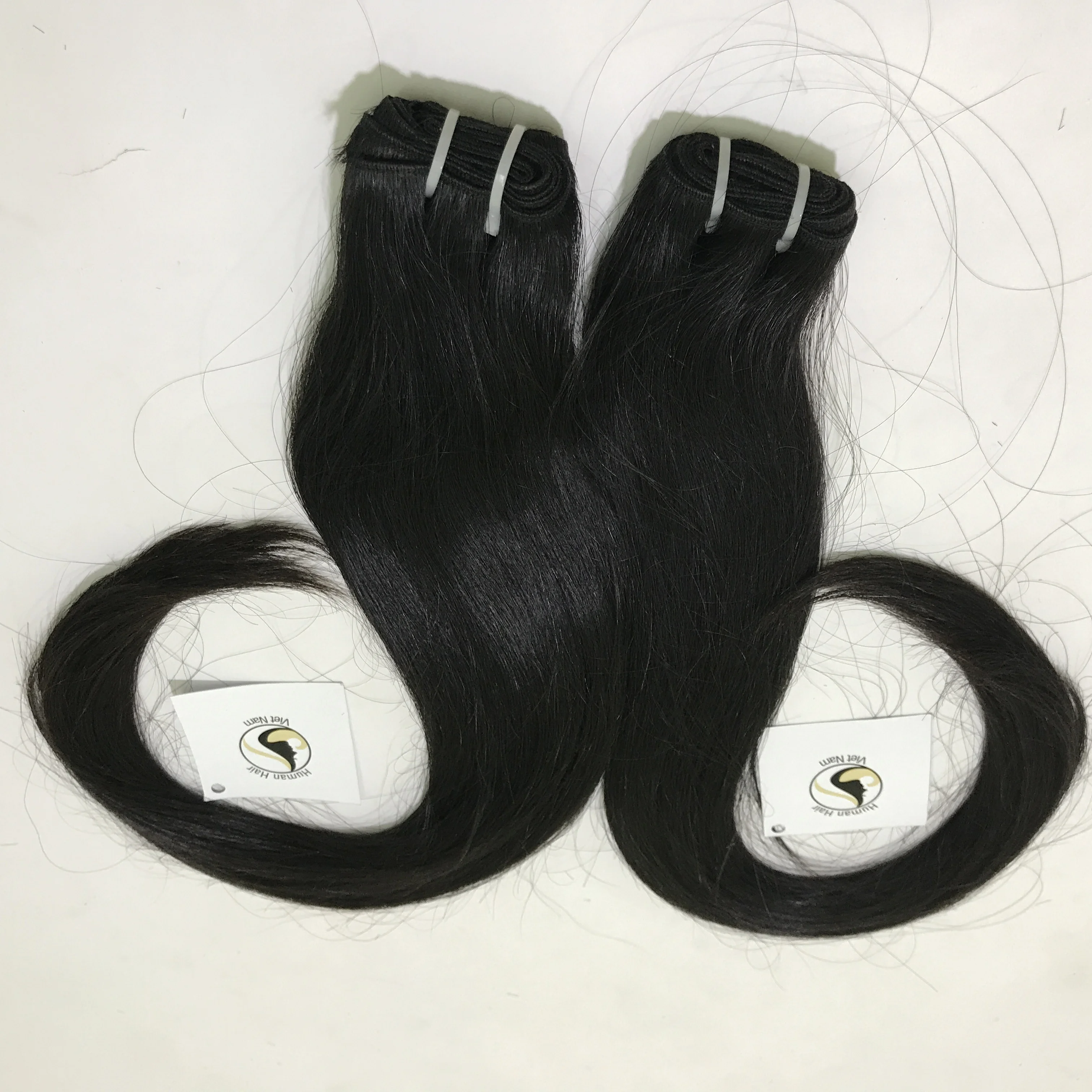 Wholesale Full Thick Super Double Weft Straight Virgin Hair Bundles, Unprocessed Human Hair Weft of Human Hair Vietnam