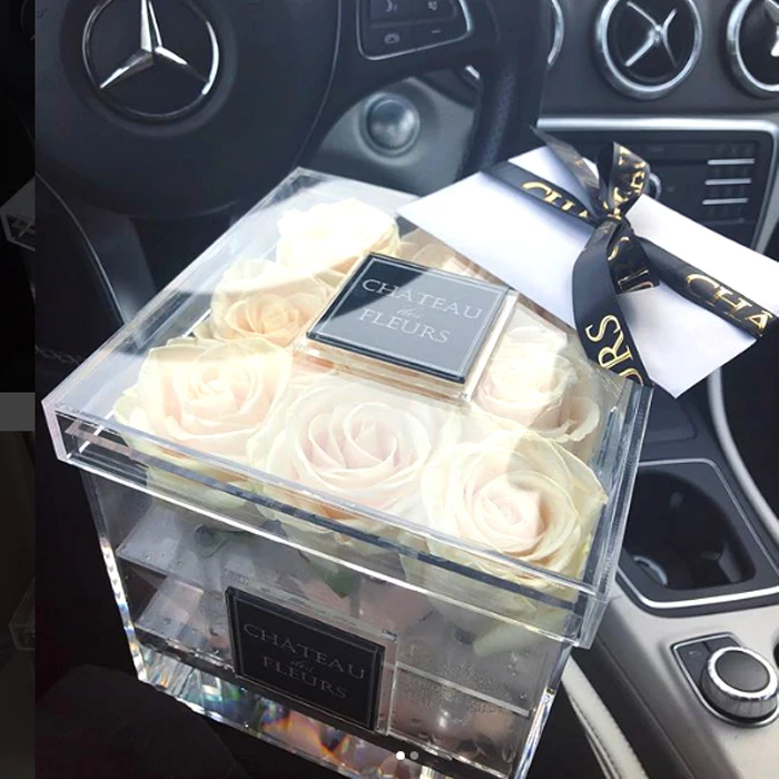 Acrylic flower box rose preserved flower box transparent paper box for flower packaging