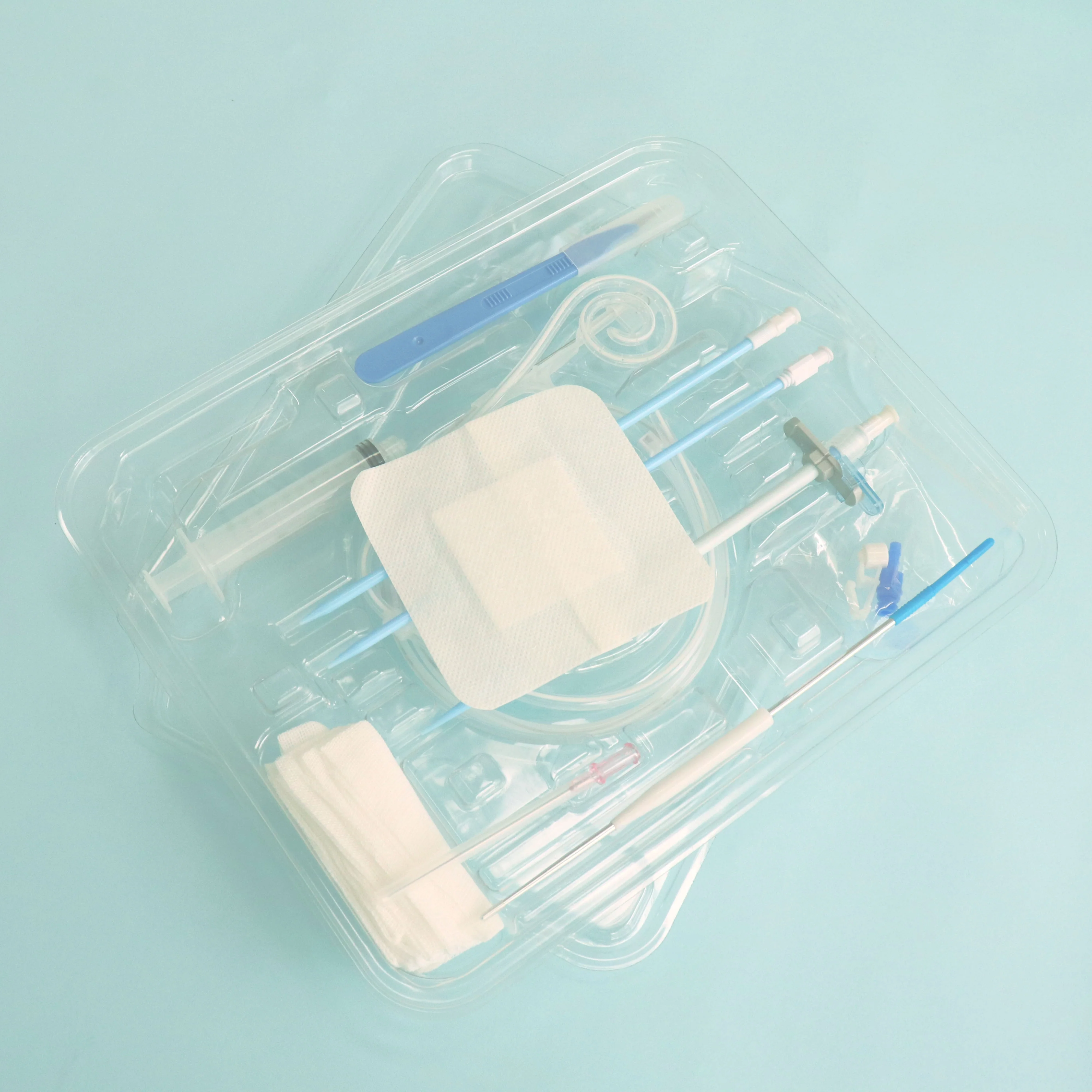 Tianck medical supplies 16F 11F Swan neck curl cath adult PD set peritoneal dialysis catheter kit