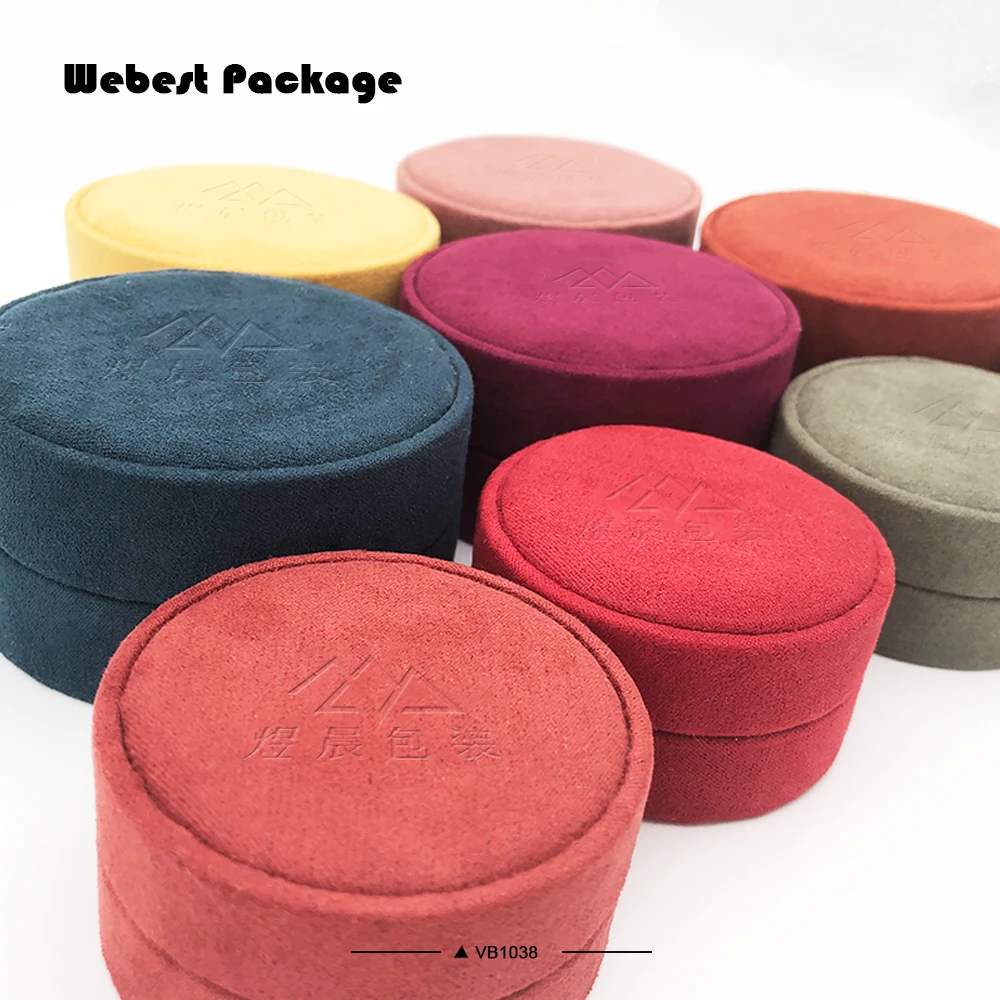 Webest упаковка замшевые тканевые бархатные круглые шкатулки для ювелирных изделий розовые шкатулки для ювелирных изделий любого цвета