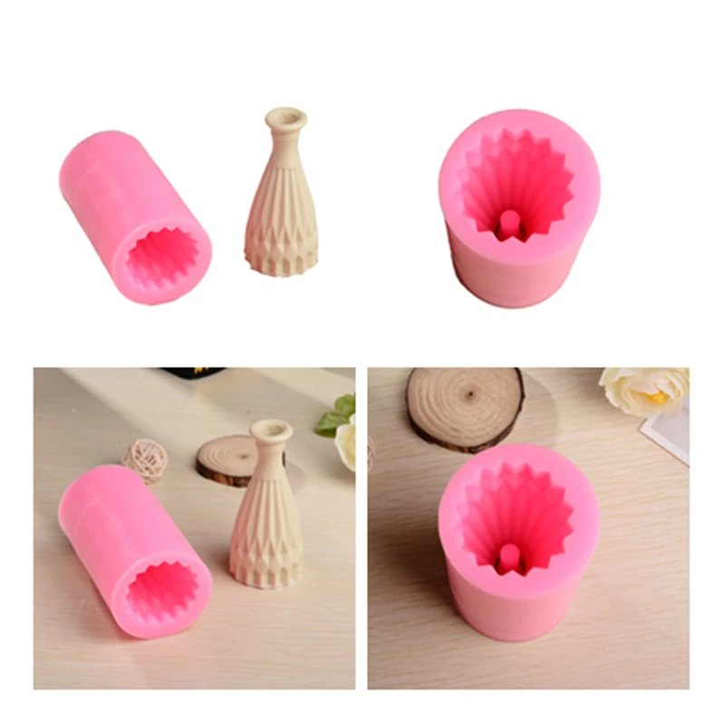 DIY 3D Silicone Flower Pot Molds Vase Concrete Planter Mold Craft Succulent Plant Soap Candle Holder Pot Flower Cement Molds