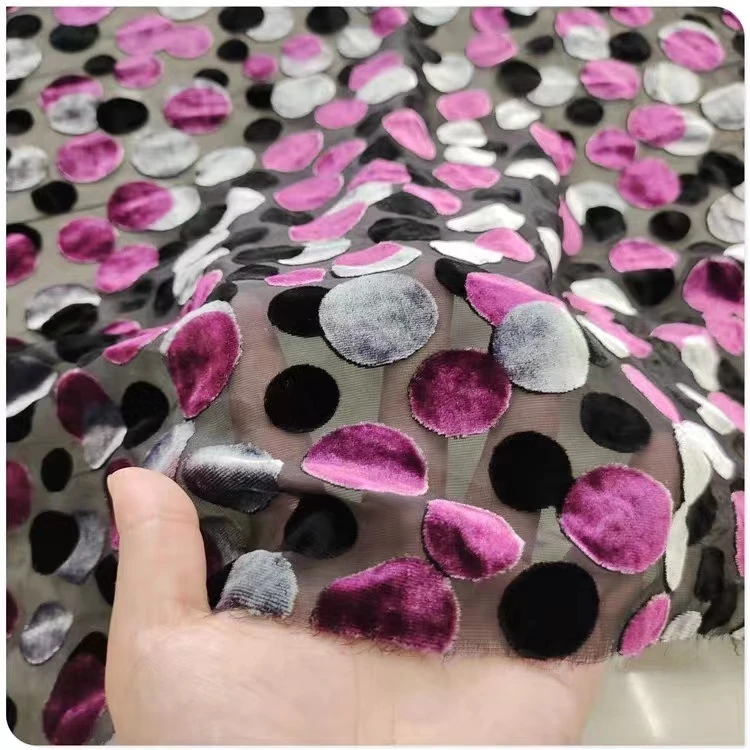 
burntout silk velvet fabric print velvet 