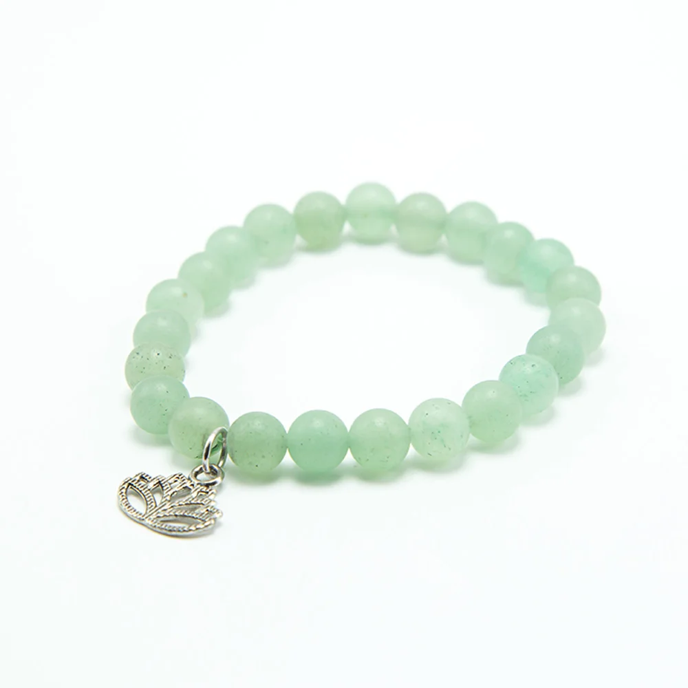 Bestone 8mm Gemstone Beads Bracelet  Natural Stone Bracelet with Charm