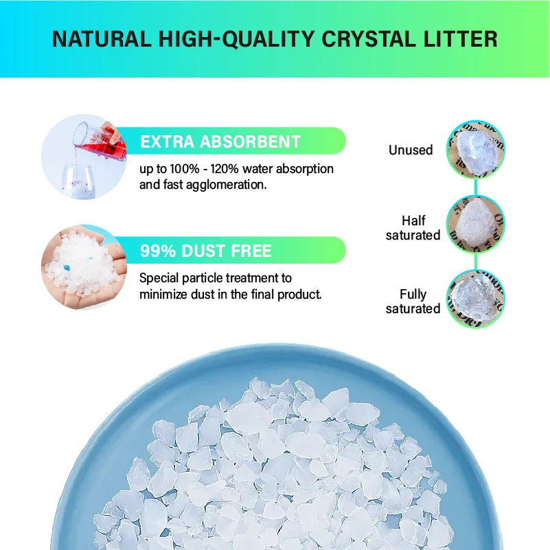 Wholesale customization OEM 3.8L 5L No dust silica gel cat sand factory supply silicone crystal cat litter