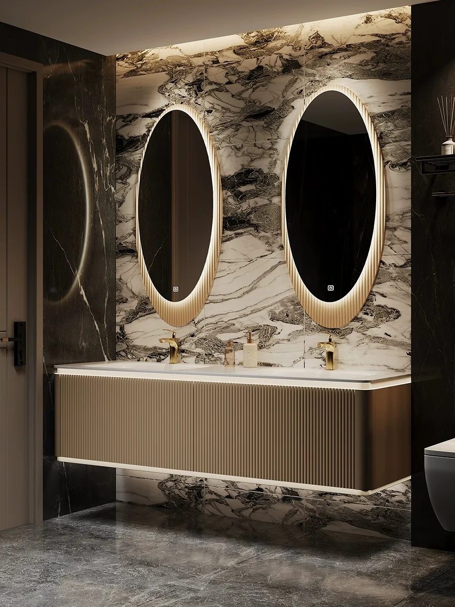 Different sizes Double Sink Vanity Cabinet Wall-Mounted Smart Home LED Mirror for Bathroom bathroom vanities