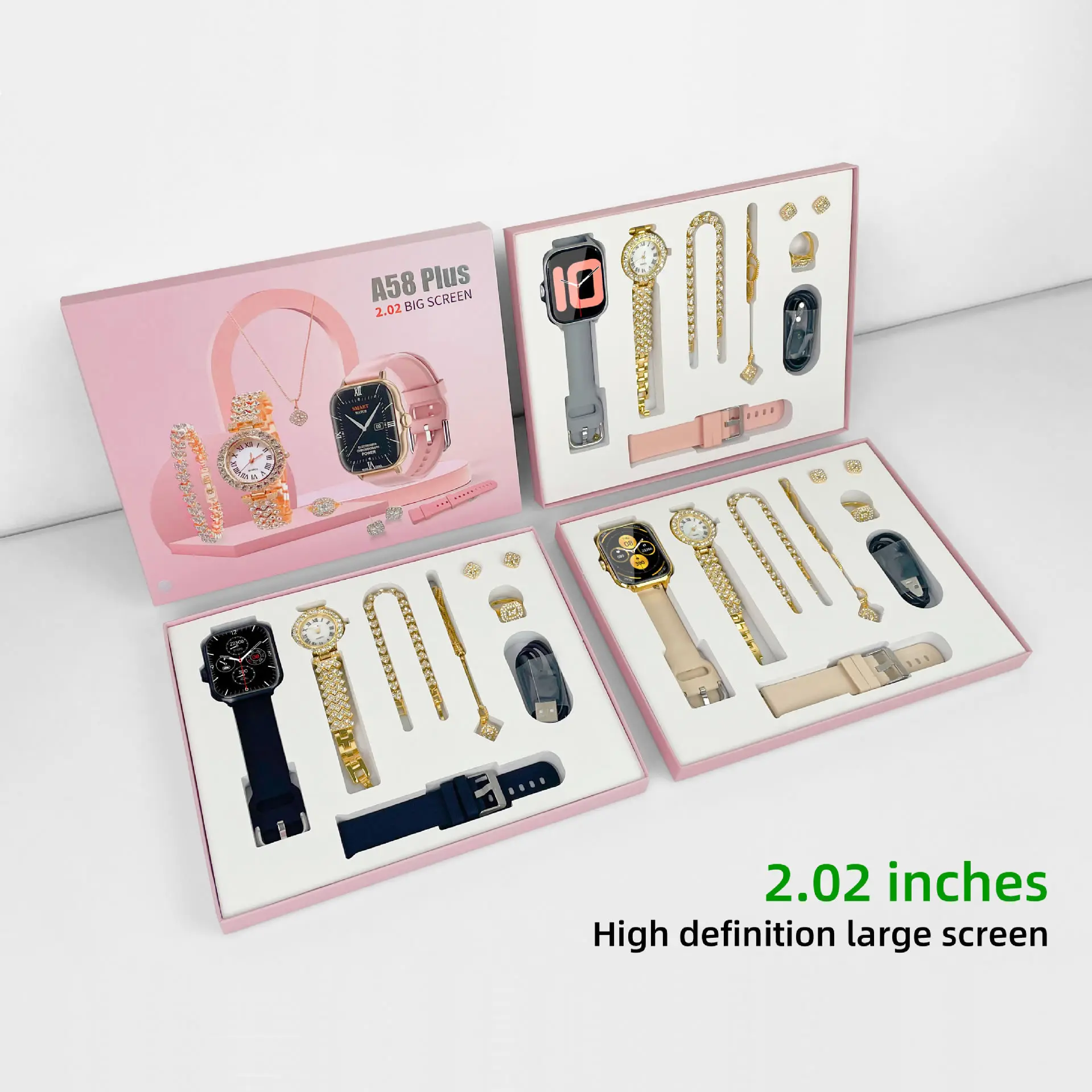 Hot Selling A58Plus Ladies Smart Watch Jewelry Women Quartz Watches Gift Box Set 8-in-1 Men NFC Offline Payment Bracelet