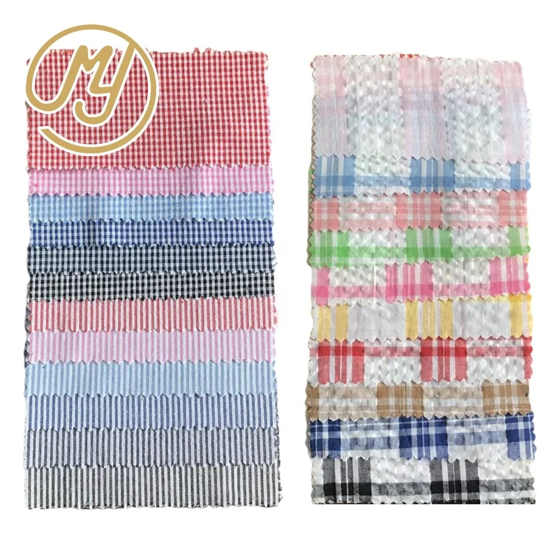 New Design Stock Wholesale shirt Yarn Dyed Woven check dress plaid cotton seersucker fabric