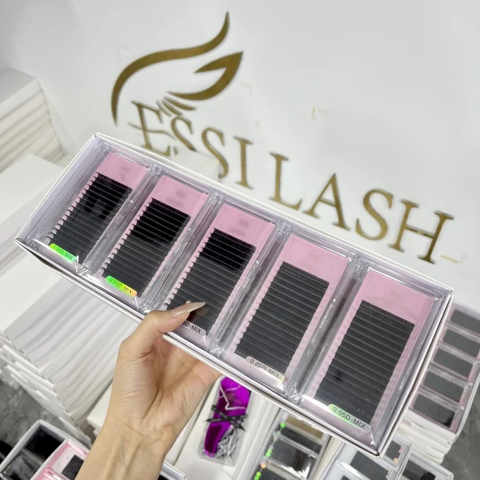 wholesale 0.05 CC 8mm-25mm Russian Volume Eyelash Extension pesta as Matter Black Mink Lashes 0.03 Cashmere lash trays