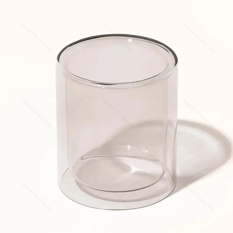 Colorful Hand Blown Scented Candle Vessels Double Wall Luxury Borosilicate Glass Jars Candle Holder For Candle Making